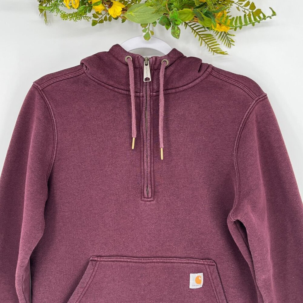 Carhartt 1/2 Zipped Hoodie Womens‎ Size 4-6  Kangaroo Pockets - Picture 4 of 9